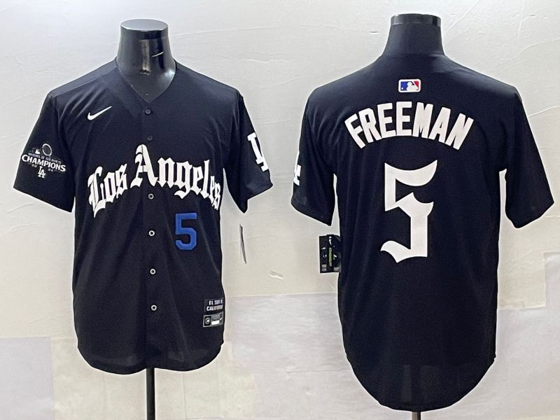Men Los Angeles Dodgers #5 Freeman Black Five generations Joint Name 2025 Nike MLB Jersey style 34